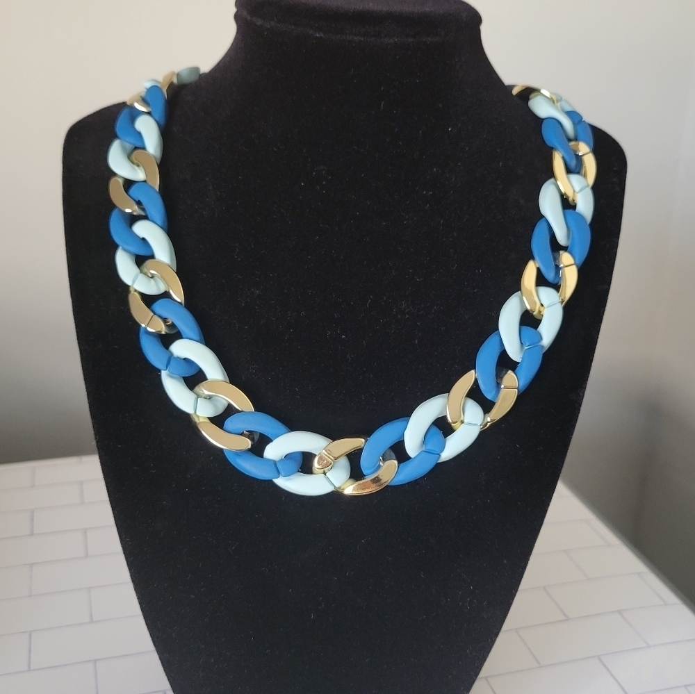 Blue and Gold Chain Necklace